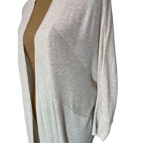 Cardigan Sweater Cream Sheer Dolman Open Front Size M Lightweight Leo & Nicole - Picture 3 of 6